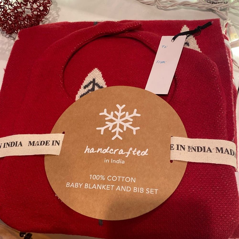 Xmas Baby Blanket and Bib set